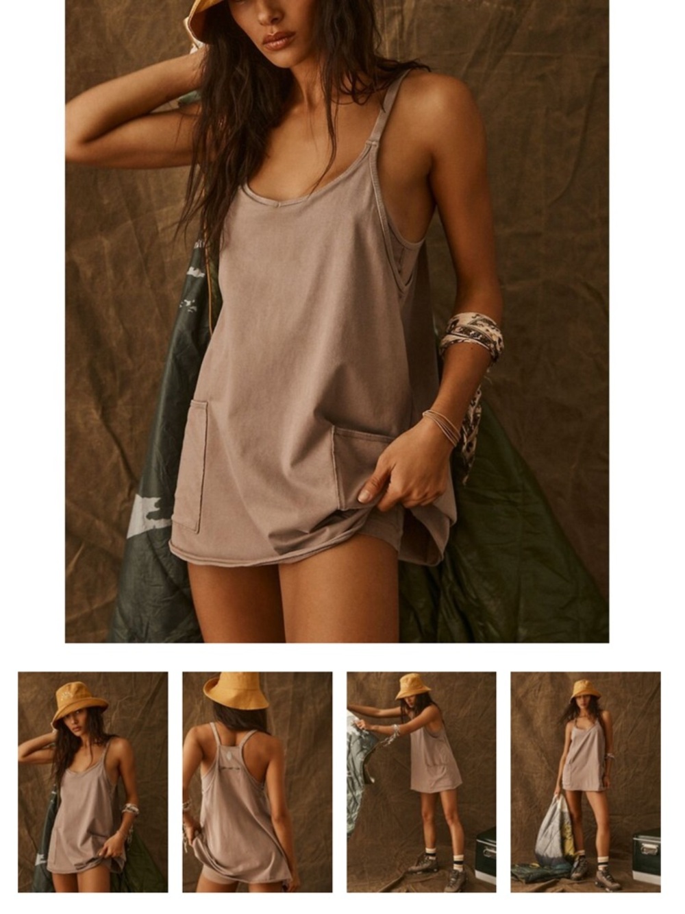 FP Movement by Free People Hot Shot Mini Dress in Mocha Latte